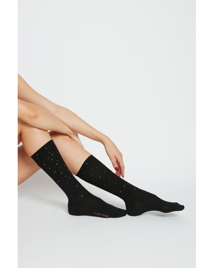 CALZA MICROFIBRA 100 den con STRASS