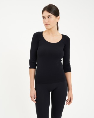 Maglia manica ¾ Scollo A Madonna Nero 2