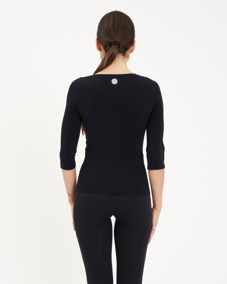 Maglia manica ¾ Scollo A Madonna Nero