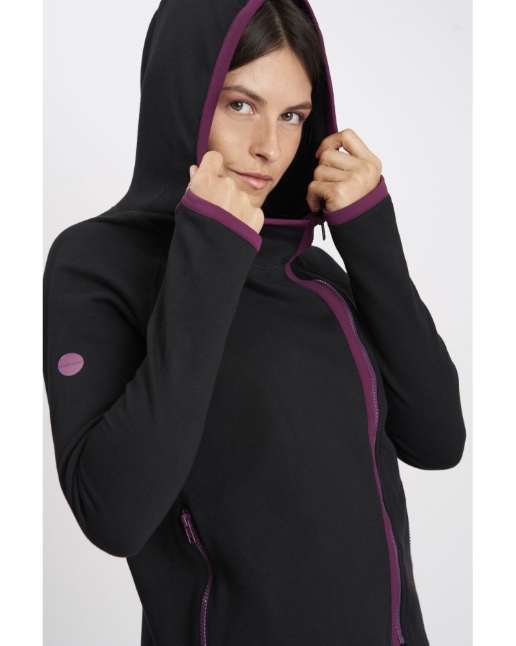 Felpa Active con zip laterale Nero e Melanzana