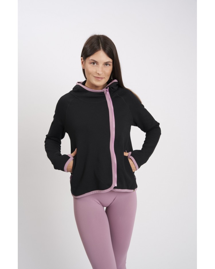 Felpa Active con zip laterale Nero e Rosa Antico