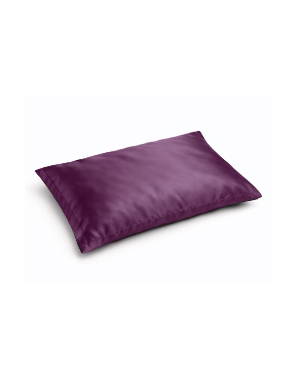 Örngott med volang i 100 % siden – Aubergine